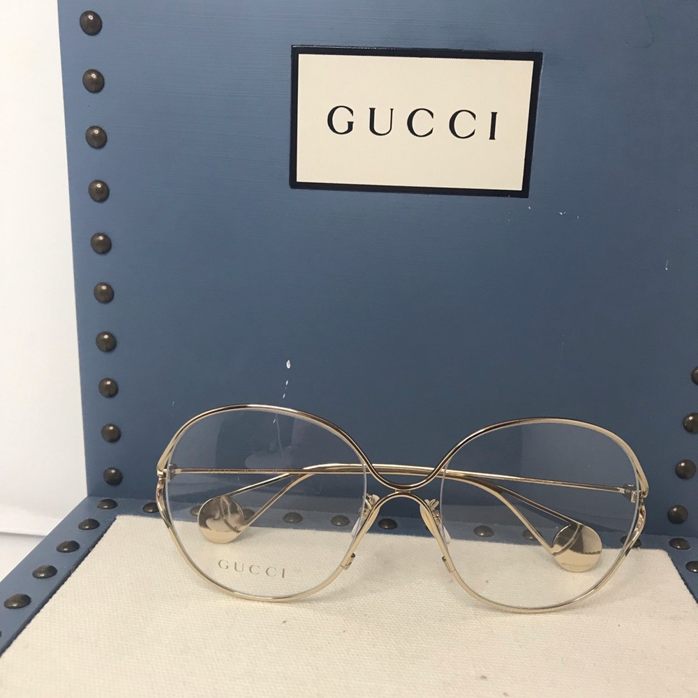 Gucci GG0254OA Gold-001 54-20-135mm Eyeglasses Authentic - Picture 11 of 12